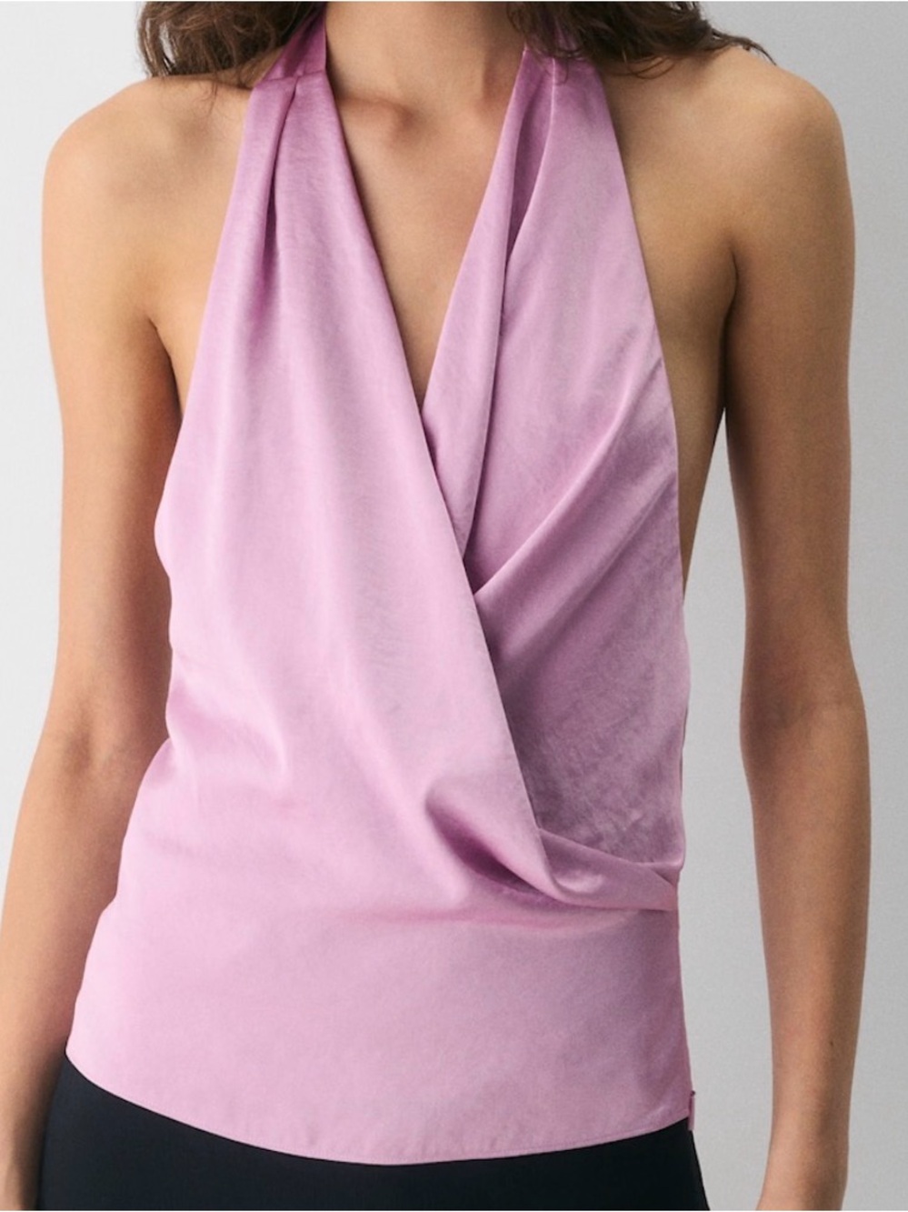 Wilfred Martini Satin Halter Draped Top